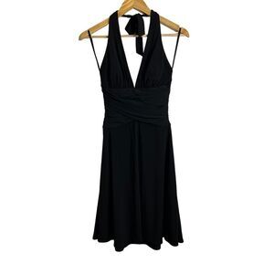NWT White House Black Market Black Marilyn Monroe 
Plunge Neck Halter Dress Sz O